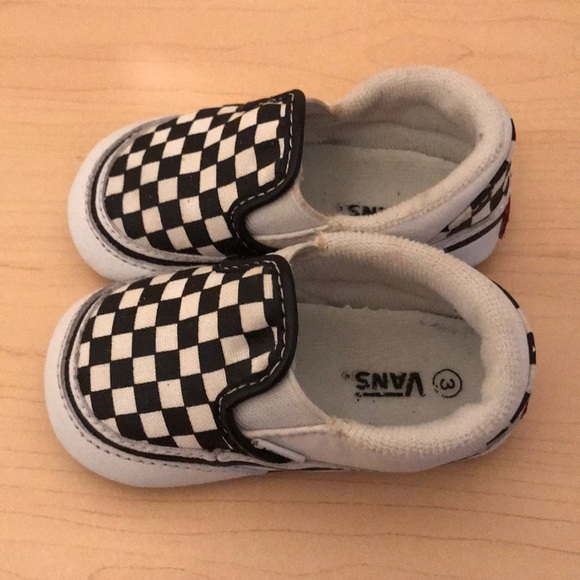 Baby Vans Checkered Black & White Slip On Shoes D2 - Picture 3 of 6
